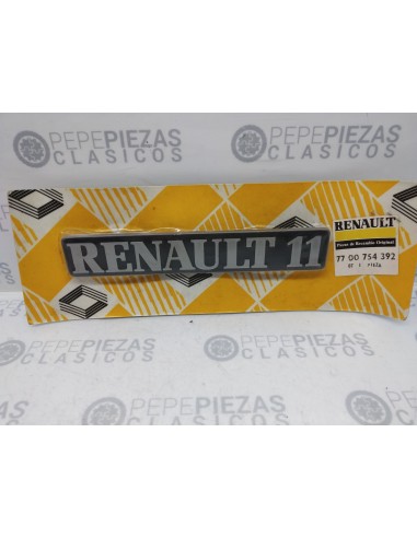 Anagrama Renault 11 (180 x 30 mm) Plástico. Renault 7700754392. Recambio nuevo original antiguo stock.