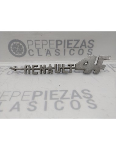 Anagrama salpicadero Renault 4 F (102 x 20 mm). Aluminio.