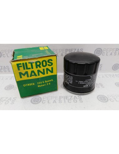 Filtro aceite Citroen 2cv 6, Dyane 6, Mehari, C8. Mann W811.