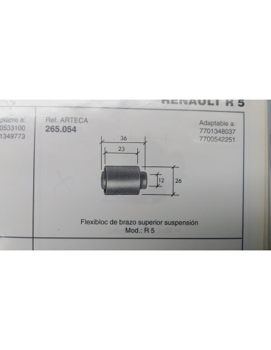 SILENTBLOC BRAZO SUSPENSION SUPERIOR RENAULT 5