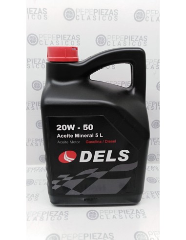 Aceite motor gasolina-diésel 20w50 mineral. DELS 5 litros.