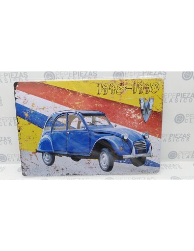 Chapa decorativa Citroen 2 cv (1948-1990) 20x30 cms.