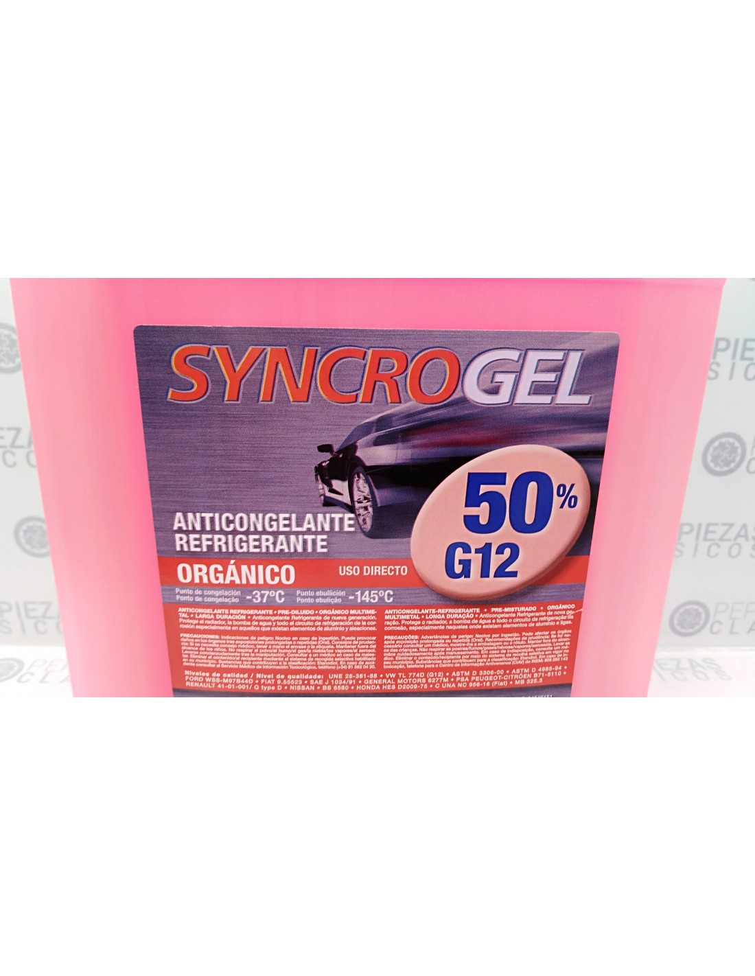 37ºC Anticongelante G12 al 50% · Orgánico Multimetal · 5 litros